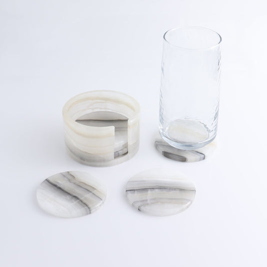 Coaster Set Mexican Onyx/Calcite White & Grey - Expert Wholesale and Supplier of Wholesale Crystals & Bulk Gemstones, ["Calcite","Catalog Onyx","coaster","Mexico","onyx"]