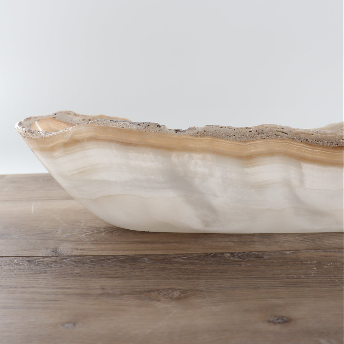 Mexican Onyx/Calcite Canoe Bowl 27"