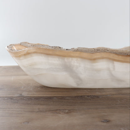 Mexican Onyx/Calcite Canoe Bowl 27"