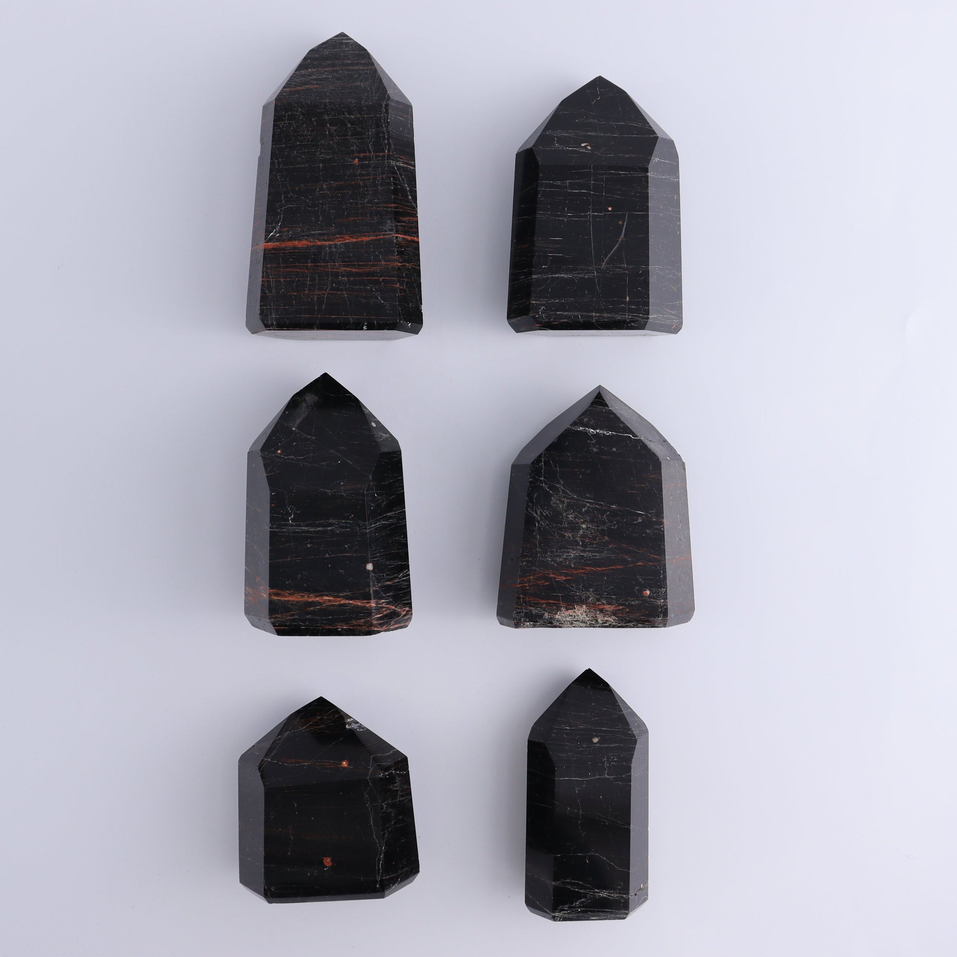 Tourmaline Towers Set of 6 - Expert Wholesale and Supplier of Wholesale Crystals & Bulk Gemstones, ["Black Tourmaline","Brazil","close_30","Tourmaline","Towers"]