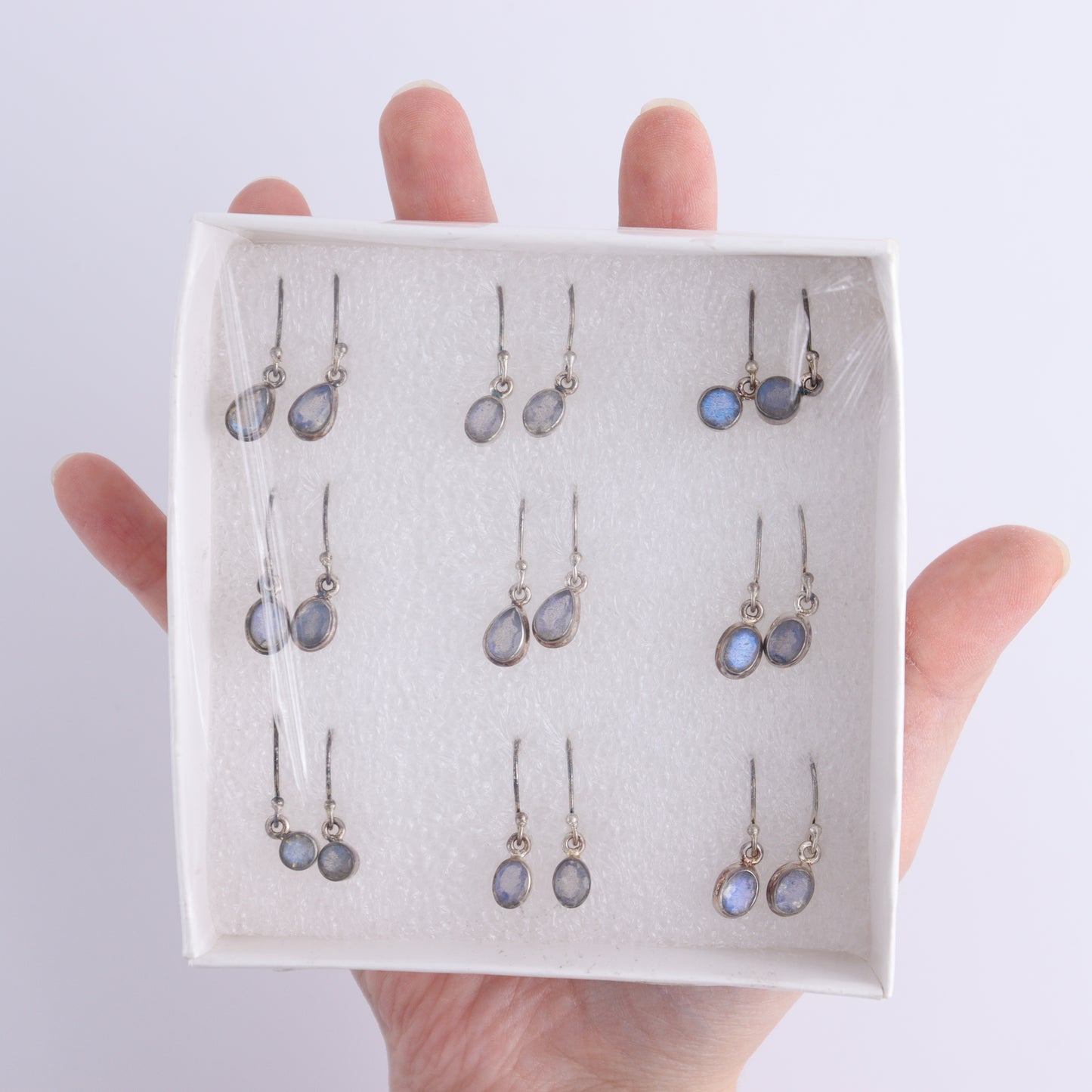 Labradorite Earrings Pairs of 9 - Expert Wholesale and Supplier of Wholesale Crystals & Bulk Gemstones, ["close_50","earrings","India","Labradorite","sterling silver"]