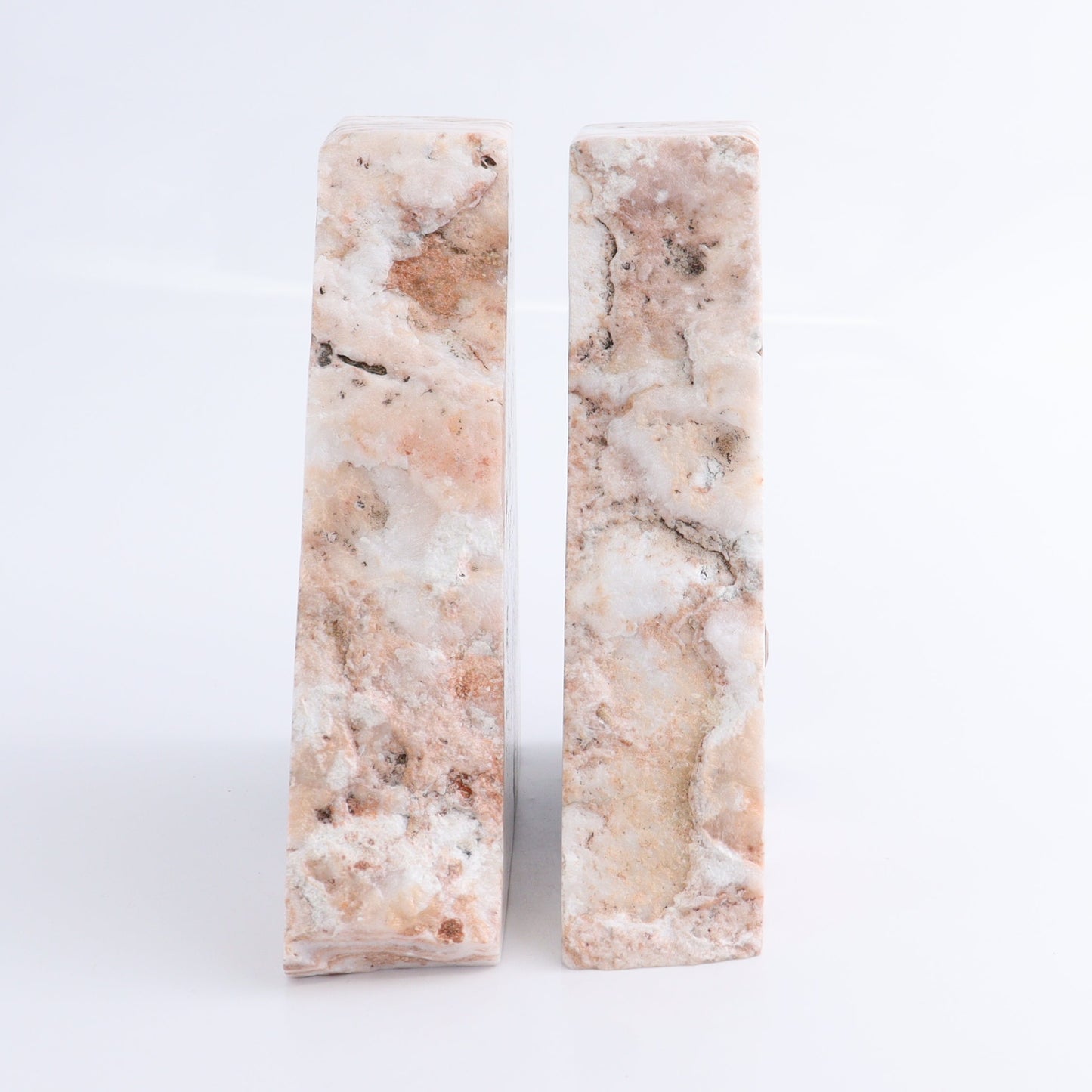 One Pair of Mexican Onyx/Calcite Pink & White Rough Bookends - Expert Wholesale and Supplier of Wholesale Crystals & Bulk Gemstones, ["Bookends","Calcite","Catalog Onyx","Mexico","onyx"]