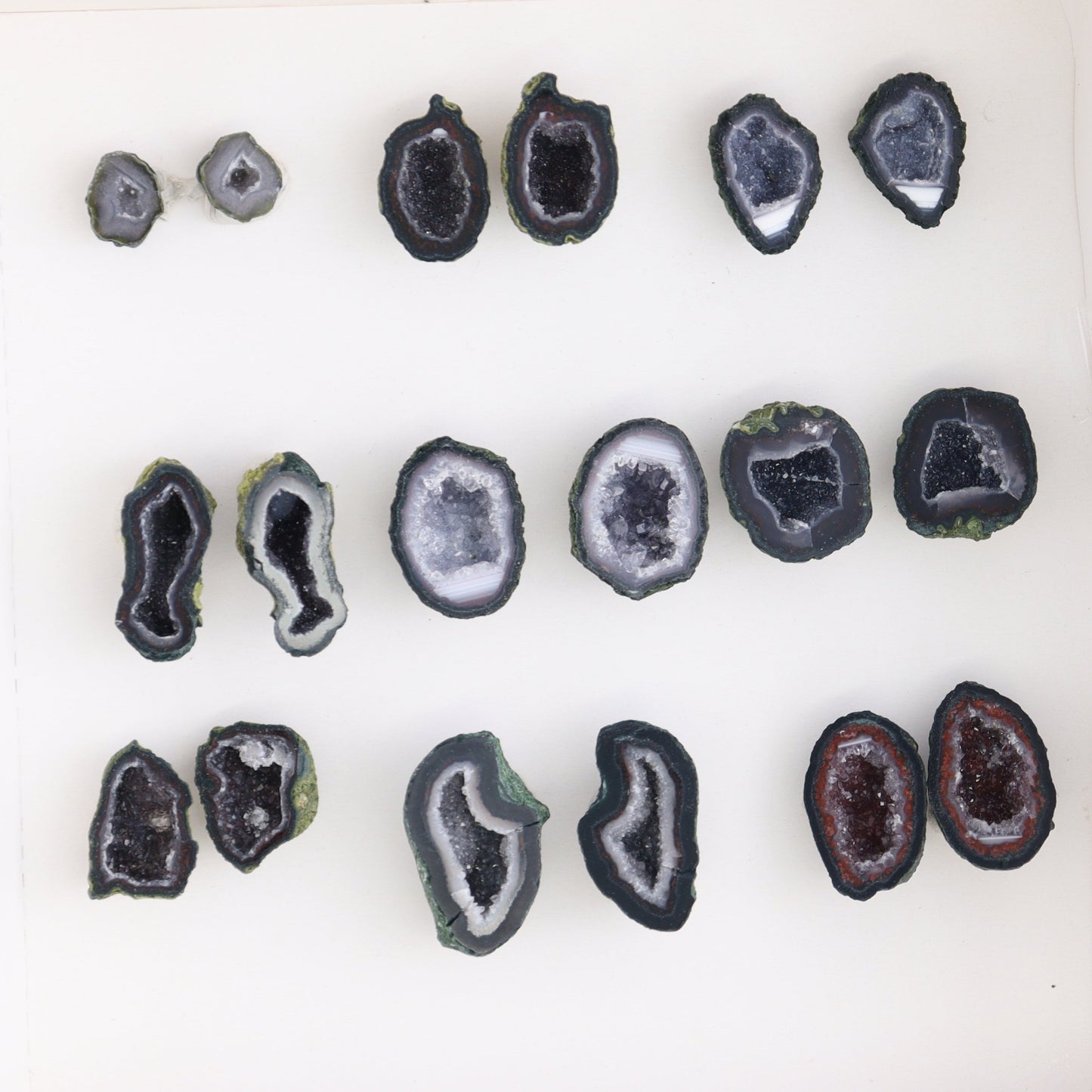 Tabasco Geodes 9 Pairs - Expert Wholesale and Supplier of Wholesale Crystals & Bulk Gemstones, ["Geodes","Tabasco Geode"]