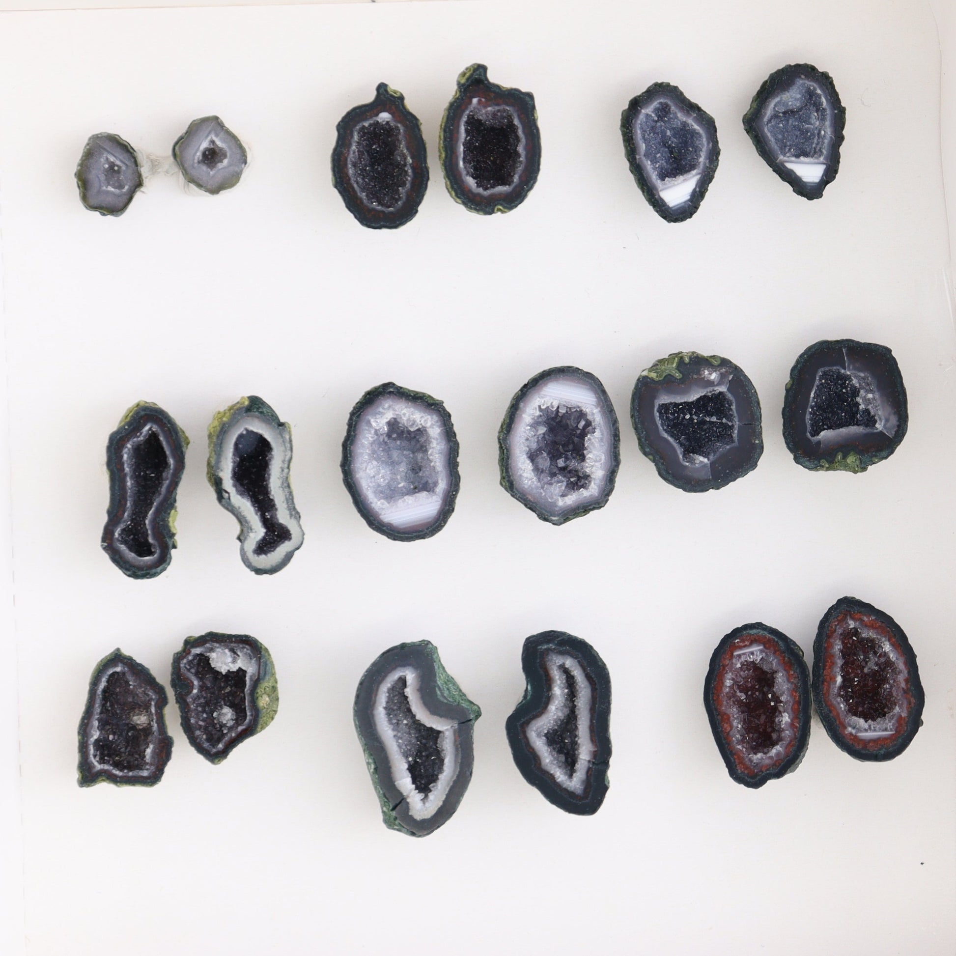 Tabasco Geodes 9 Pairs - Expert Wholesale and Supplier of Wholesale Crystals & Bulk Gemstones, ["Geodes","Tabasco Geode"]