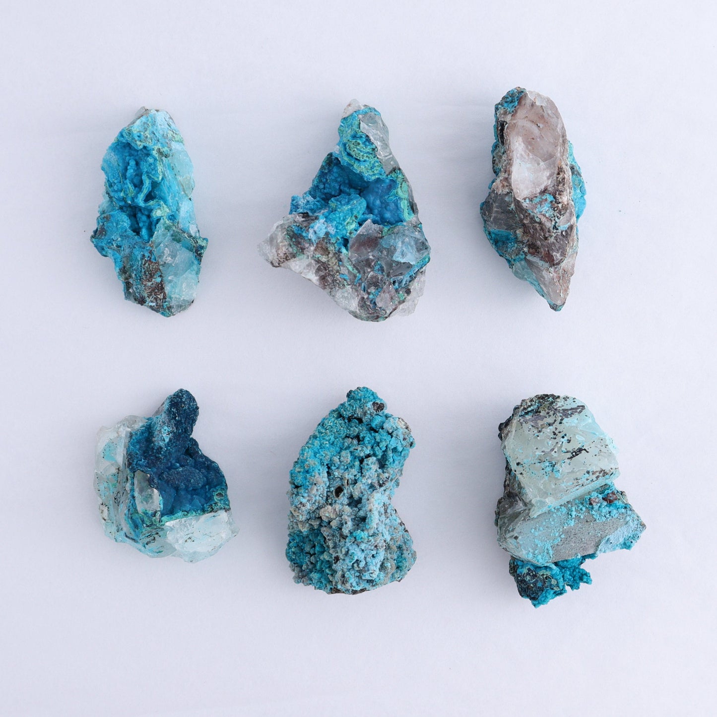 Chrysocolla on Quartz Roughs Set of 35