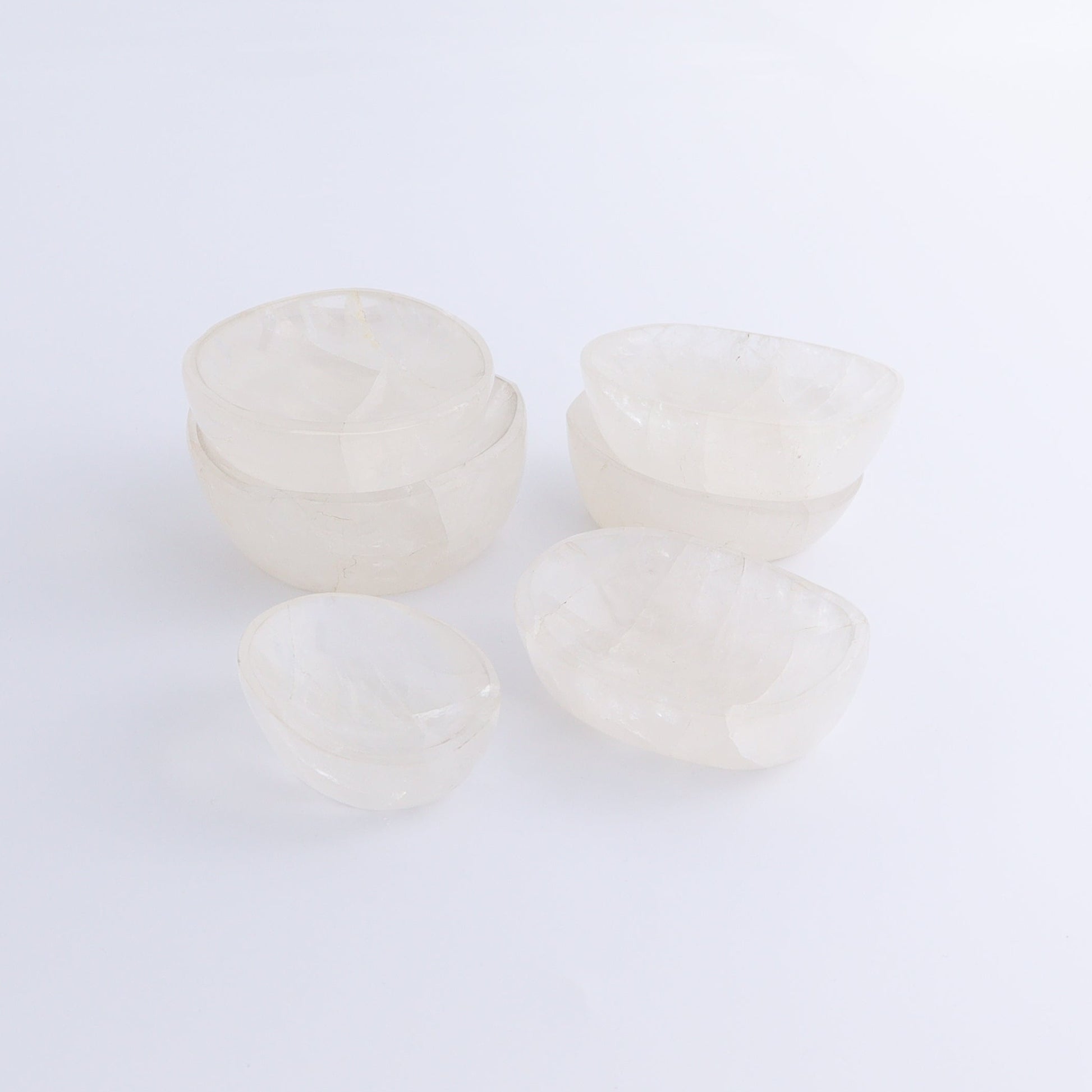 Clear Quartz Bowls Set of 6 - Expert Wholesale and Supplier of Wholesale Crystals & Bulk Gemstones, ["Bowls","Clear Quartz","Madagascar","Quartz"]