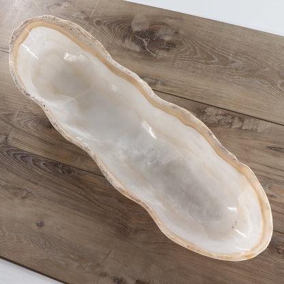 Mexican Onyx/Calcite Canoe Bowl 27"