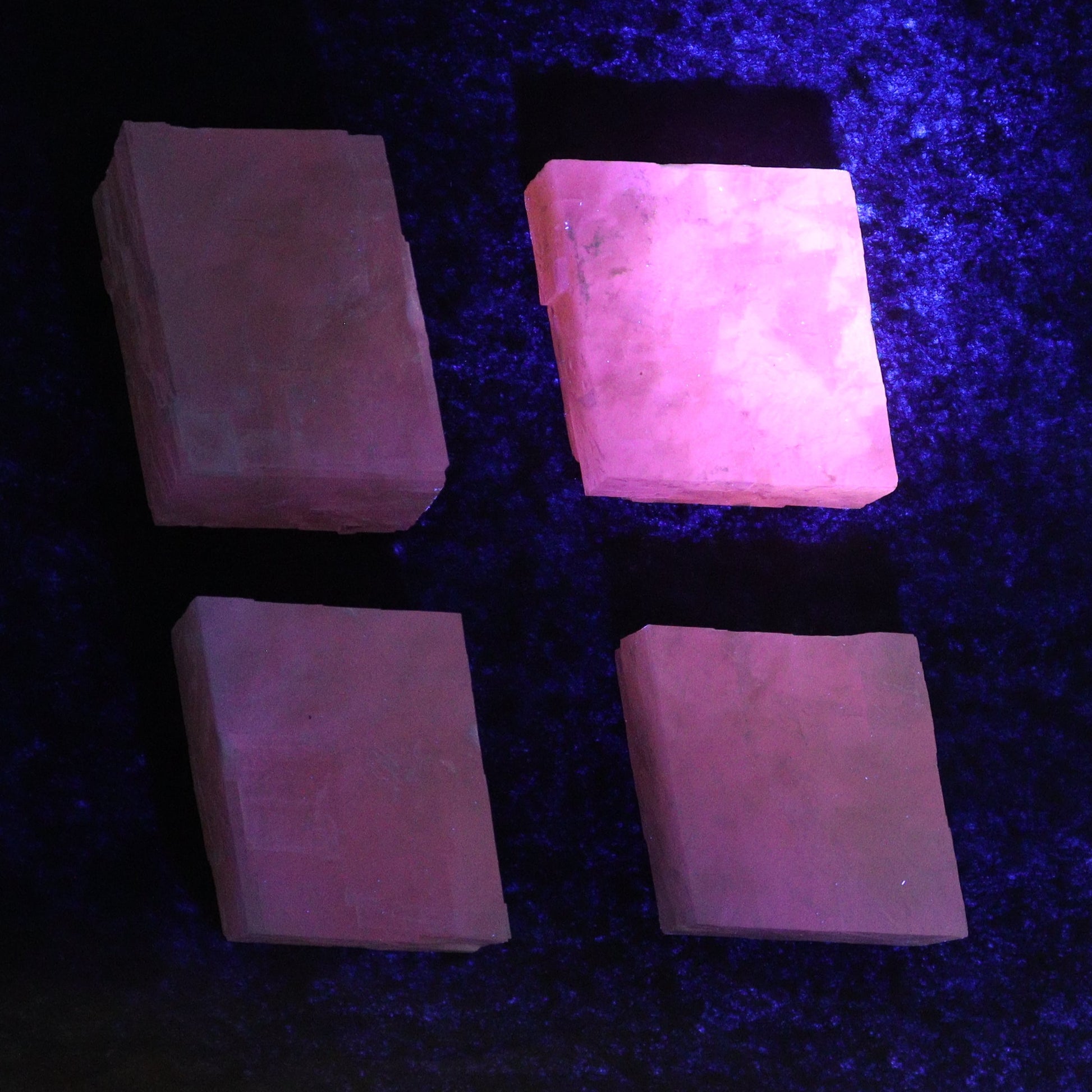 Pink Optical Calcite (Fluorescent) Set of 24 - Expert Wholesale and Supplier of Wholesale Crystals & Bulk Gemstones, ["Calcite","Mexico","Optical Calcite"]