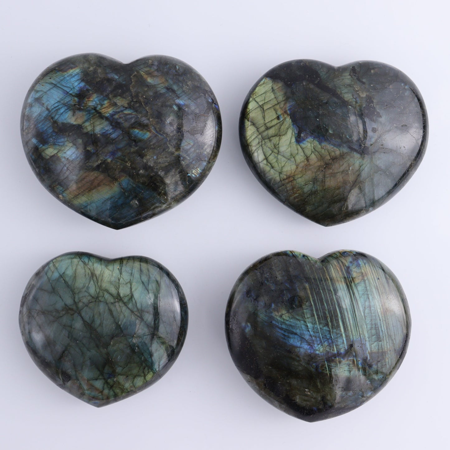 Labradorite Hearts Set of 2 - Expert Wholesale and Supplier of Wholesale Crystals & Bulk Gemstones, ["Hearts","Labradorite","Madagascar"]