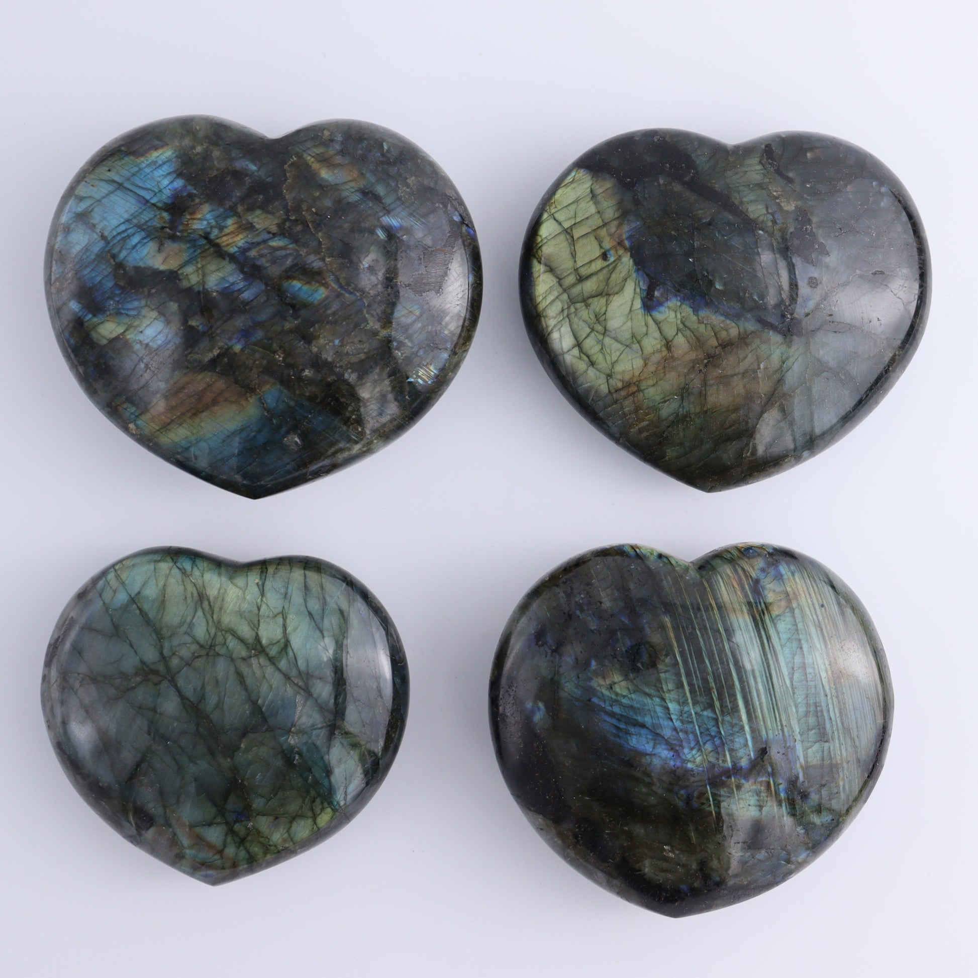 Labradorite Hearts Set of 2 - Expert Wholesale and Supplier of Wholesale Crystals & Bulk Gemstones, ["Hearts","Labradorite","Madagascar"]