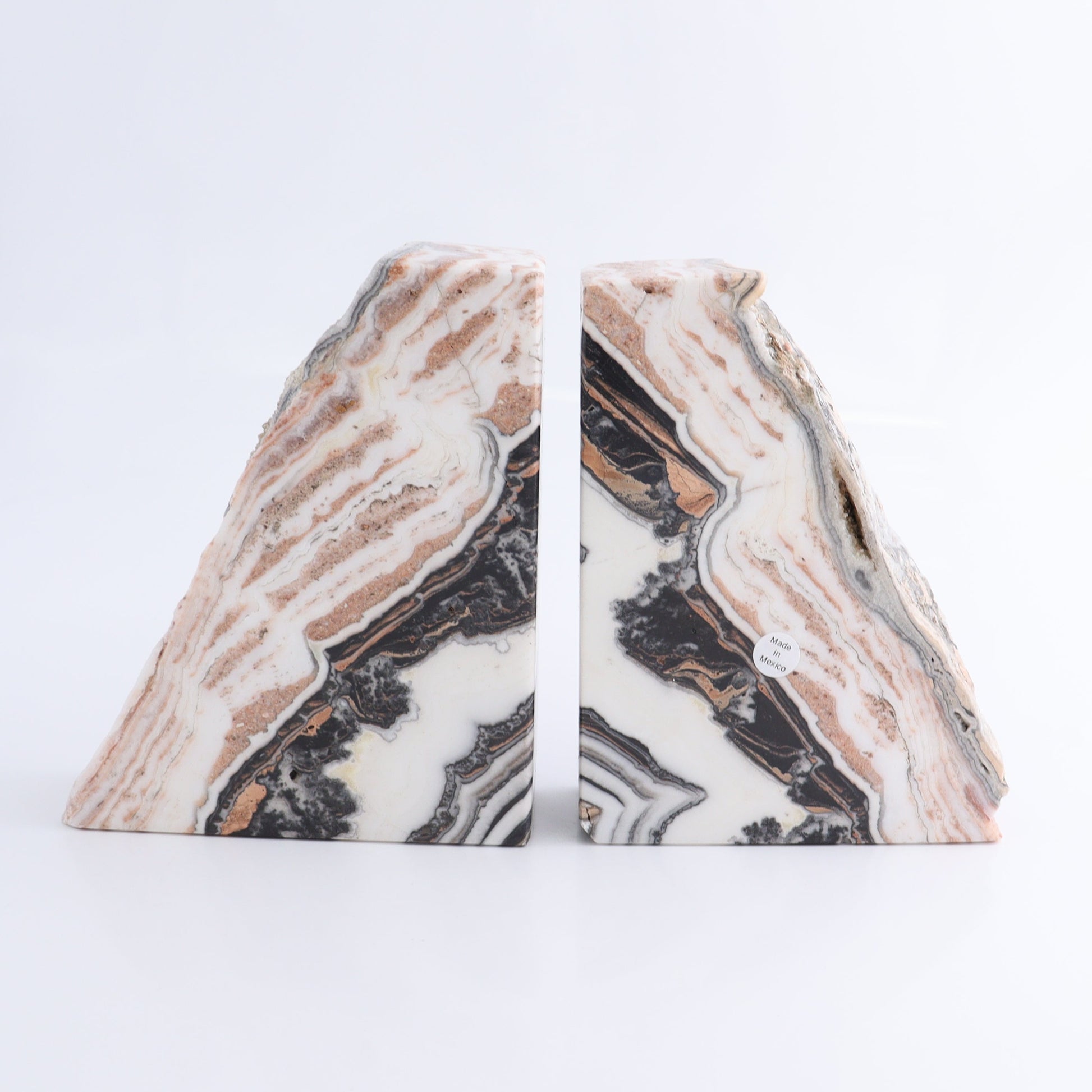 One Pair of Mexican Onyx/Calcite Pink & White Rough Bookends - Expert Wholesale and Supplier of Wholesale Crystals & Bulk Gemstones, ["Bookends","Calcite","Catalog Onyx","Mexico","onyx"]