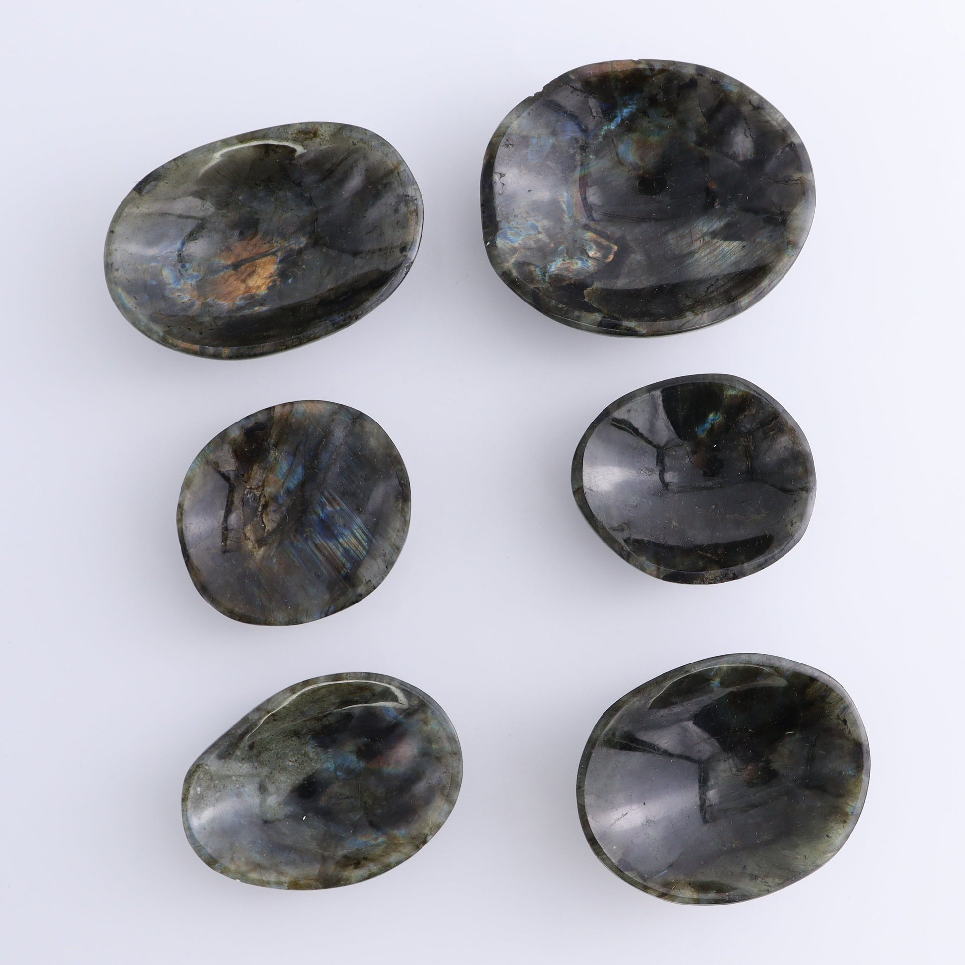 Labradorite Bowls Set of 6 - Expert Wholesale and Supplier of Wholesale Crystals & Bulk Gemstones, ["Bowls","Labradorite","Madagascar"]