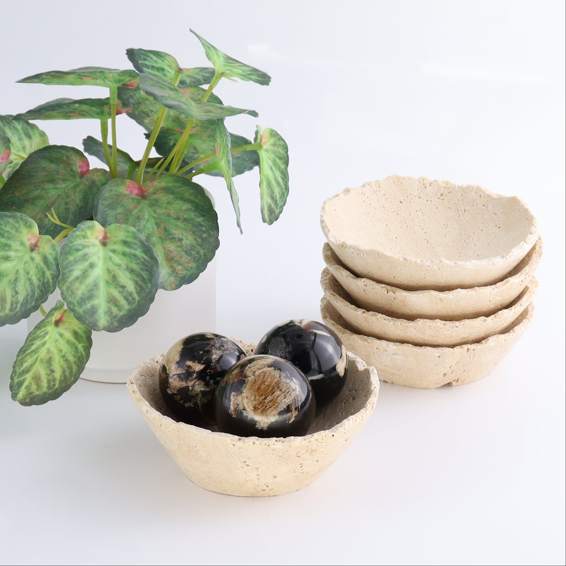 [NEEDS PRICE] One Travertine Bowl Small (12 cm) - Expert Wholesale and Supplier of Wholesale Crystals & Bulk Gemstones, ["bowl","Catalog Onyx","Decorative Dish","Mexico","Travertine"]