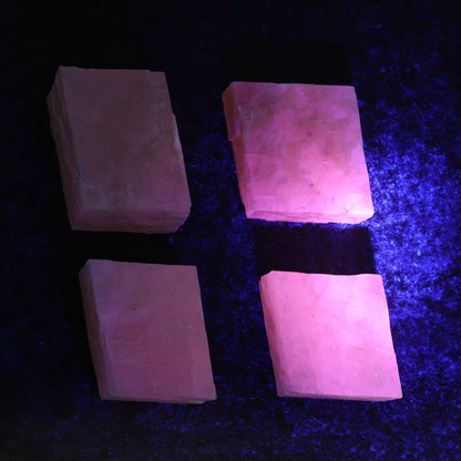 Pink Optical Calcite (Fluorescent) Set of 24 - Expert Wholesale and Supplier of Wholesale Crystals & Bulk Gemstones, ["Calcite","Mexico","Optical Calcite"]