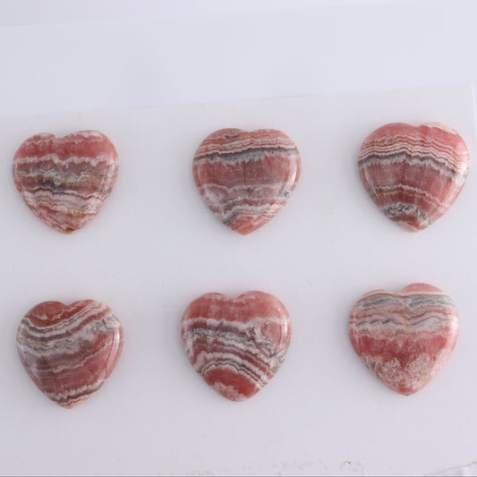 Rhodocrosite Hearts Set of 6 - Expert Wholesale and Supplier of Wholesale Crystals & Bulk Gemstones, ["Hearts","Rhodochrosite"]