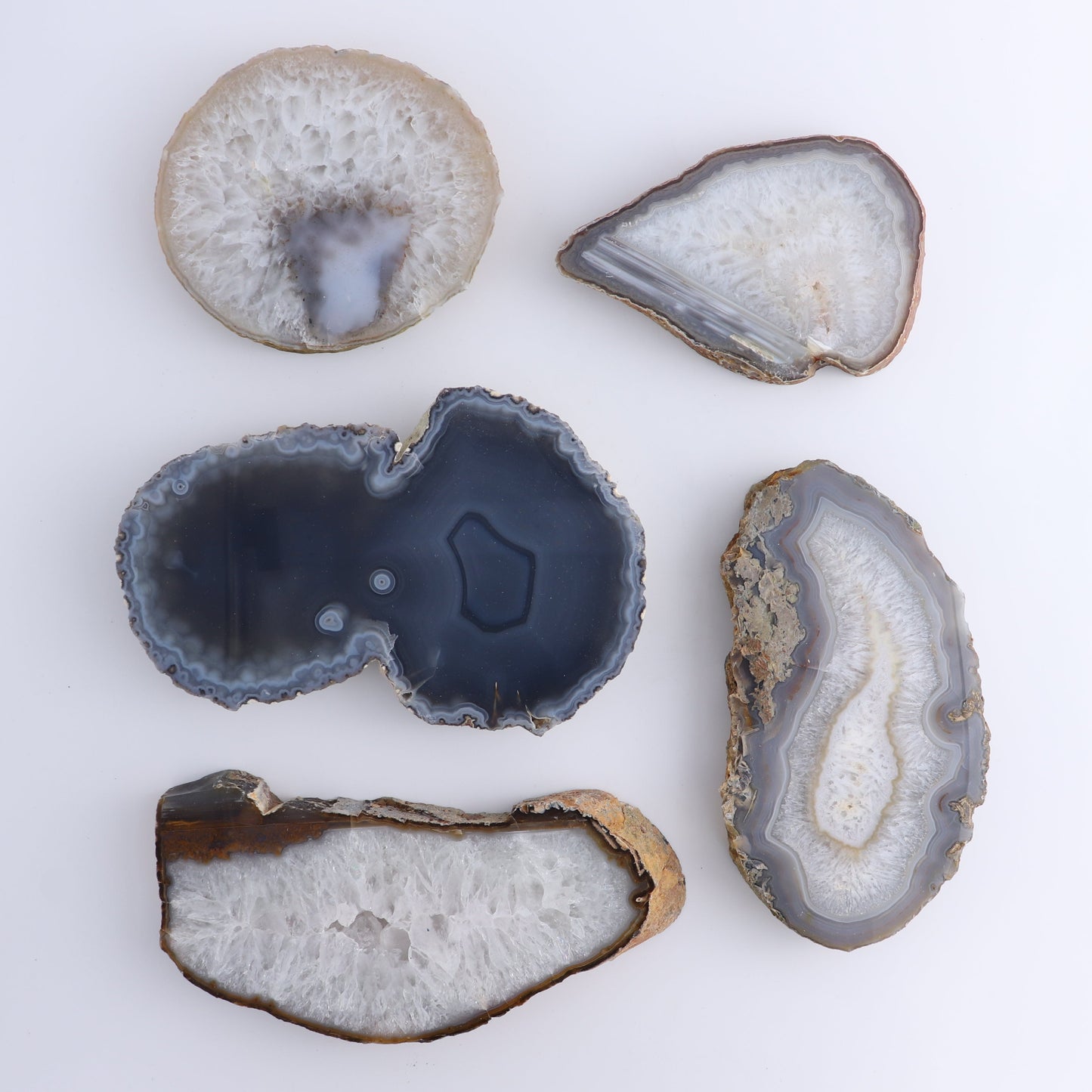 Agate Slices Set of 5 - Expert Wholesale and Supplier of Wholesale Crystals & Bulk Gemstones, ["Agate","Brazil","Slices and Slabs"]