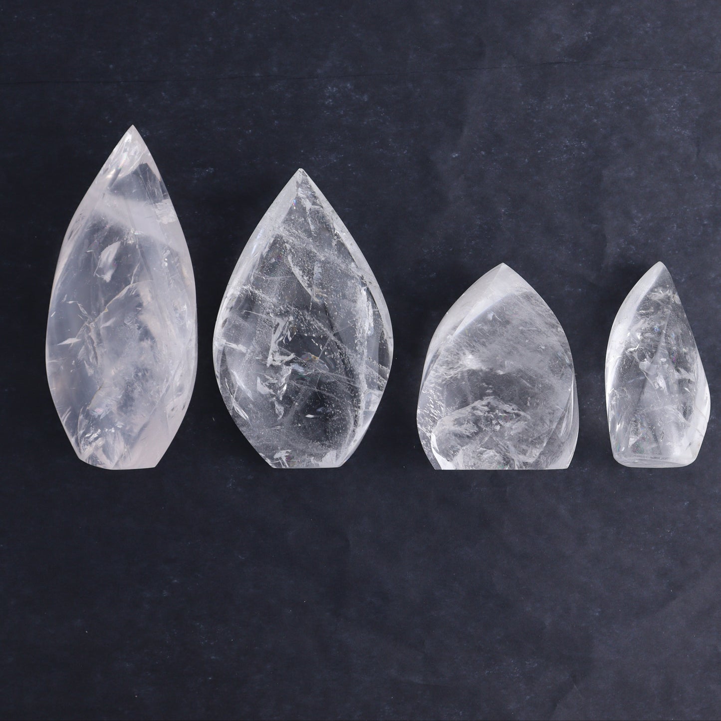 Imperfect Clear and Smoky Quartz Flames Set of 6 - Expert Wholesale and Supplier of Wholesale Crystals & Bulk Gemstones, ["Brazil","Clear Quartz","flames","Quartz","Smoky Quartz"]
