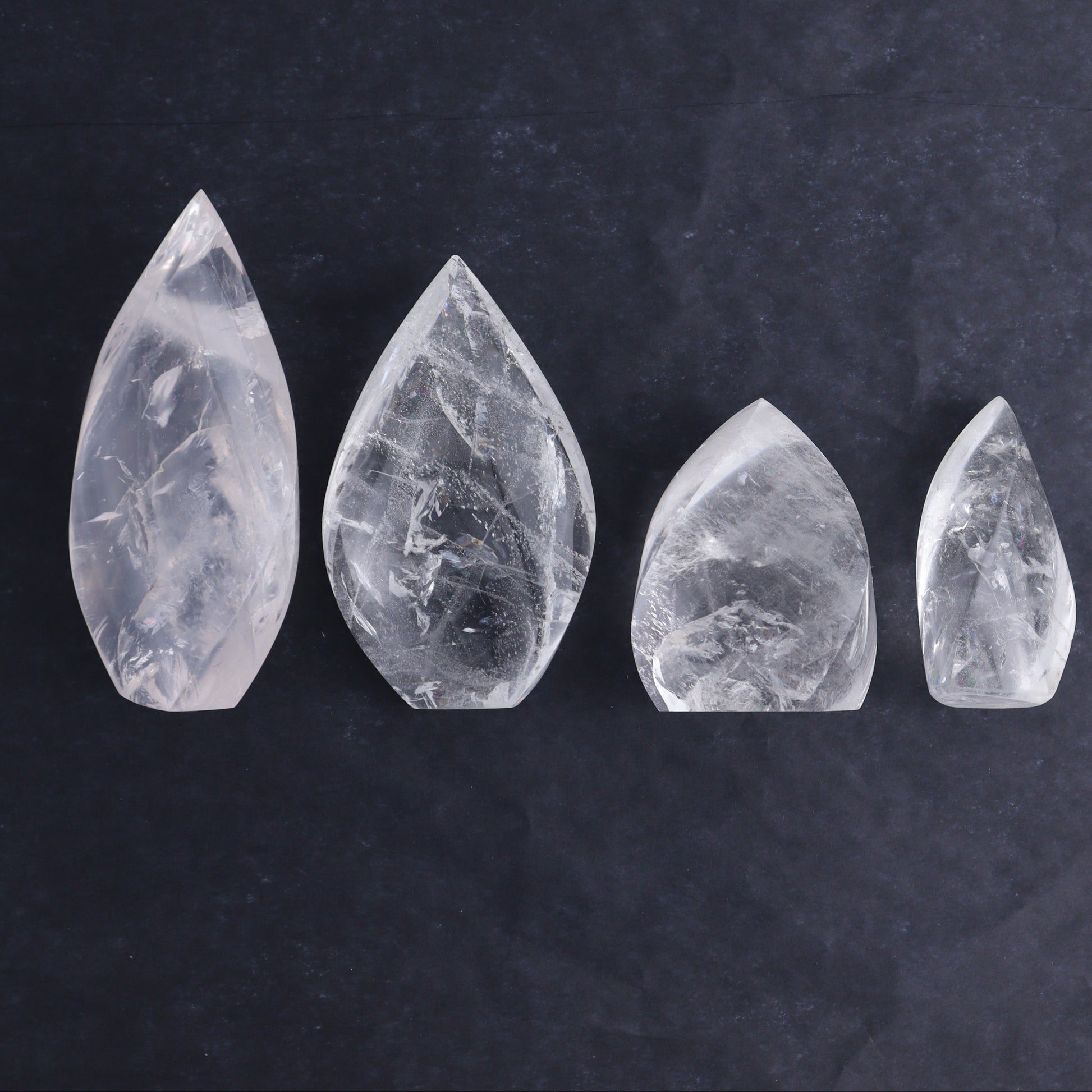 Imperfect Clear and Smoky Quartz Flames Set of 6 - Expert Wholesale and Supplier of Wholesale Crystals & Bulk Gemstones, ["Brazil","Clear Quartz","flames","Quartz","Smoky Quartz"]