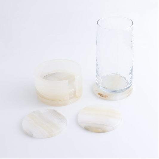 Coaster Set Mexican Onyx/Calcite White & Honey - Expert Wholesale and Supplier of Wholesale Crystals & Bulk Gemstones, ["Calcite","Catalog Onyx","coaster","Mexico","onyx"]