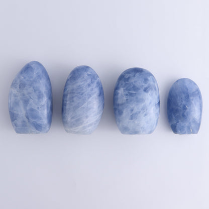 Blue Calcite Freeforms Set of 4 - Expert Wholesale and Supplier of Wholesale Crystals & Bulk Gemstones, ["Blue Calcite","Calcite","close_30","Freeform","Freeforms"]