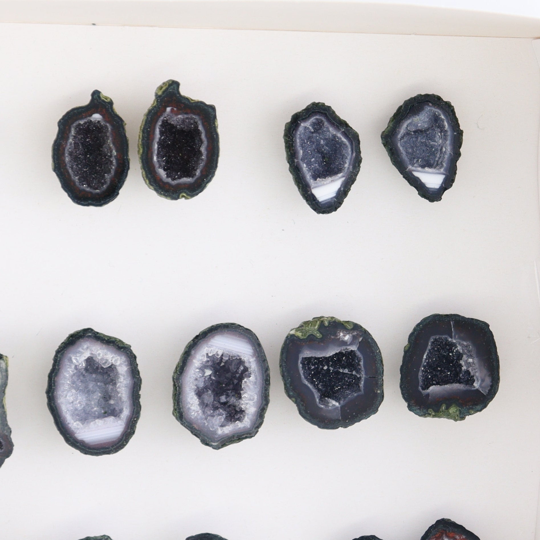 Tabasco Geodes 9 Pairs - Expert Wholesale and Supplier of Wholesale Crystals & Bulk Gemstones, ["Geodes","Tabasco Geode"]