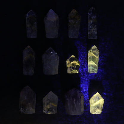 Powellite Amethyst UV Reactive Towers Set of 30 - Expert Wholesale and Supplier of Wholesale Crystals & Bulk Gemstones, ["Amethyst","Powellite"]