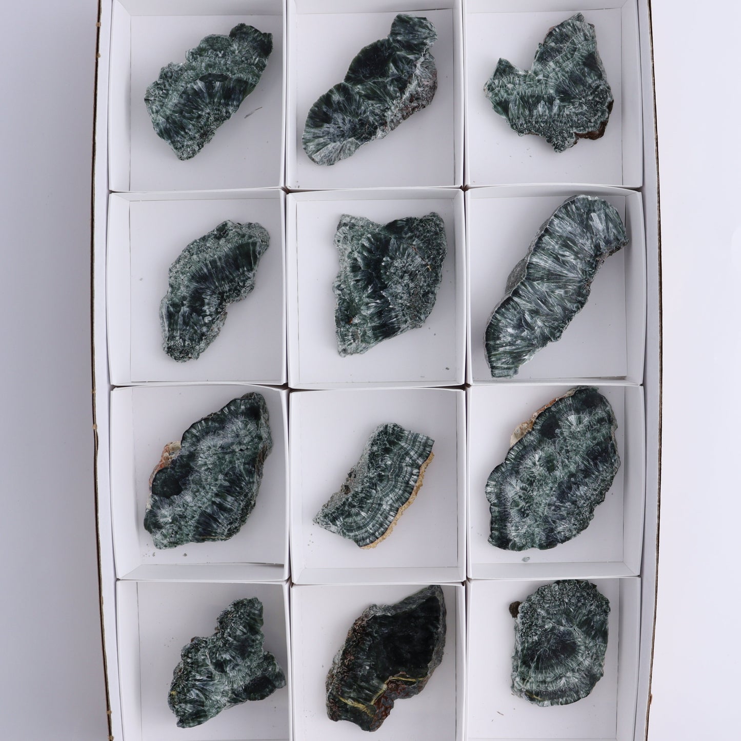 Seraphinite Slices Set of 12 - Expert Wholesale and Supplier of Wholesale Crystals & Bulk Gemstones, ["Seraphinite","Slices and Slabs"]