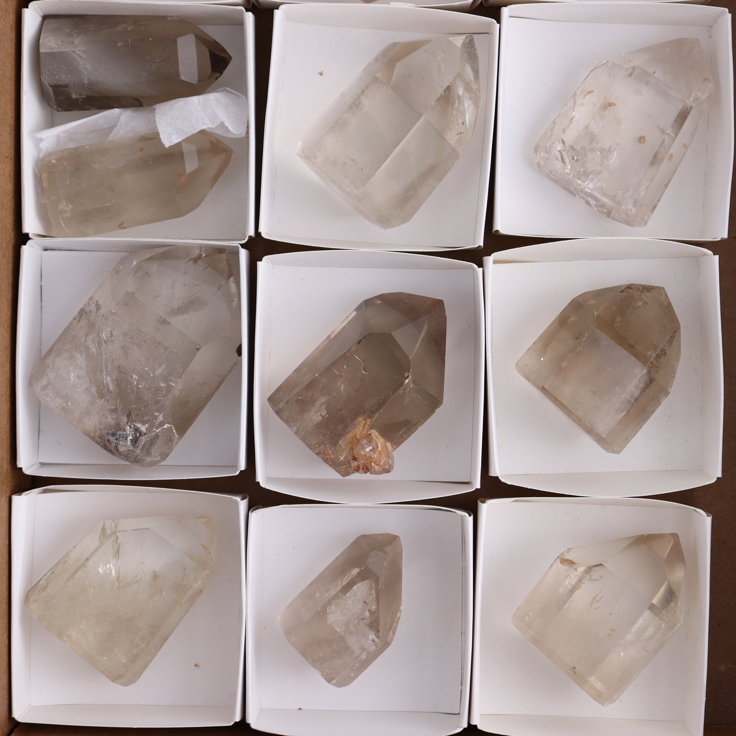 Smoky Quartz Towers Set of 13 - Expert Wholesale and Supplier of Wholesale Crystals & Bulk Gemstones, ["Points","Quartz","Smoky Quartz","Towers"]
