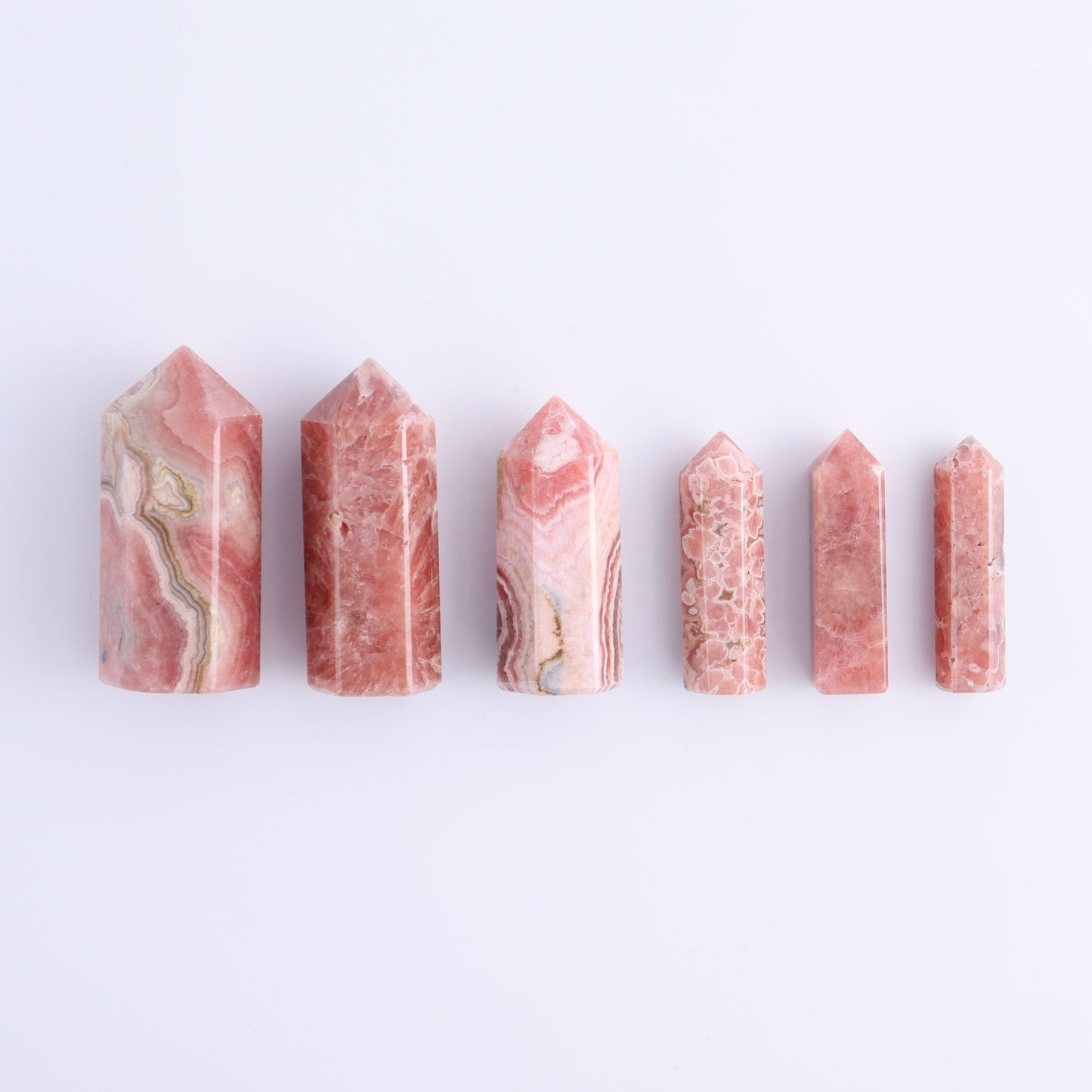 Rhodochrosite Towers Set of 6 - Expert Wholesale and Supplier of Wholesale Crystals & Bulk Gemstones, ["Argentina","Rhodochrosite","Towers"]