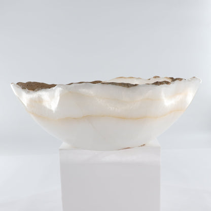 Mexican Onyx/Calcite Bowl (L) 15" x (W) 11" x (H) 5"