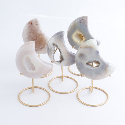 Agate Moons with Stand Set of 5 - Expert Wholesale and Supplier of Wholesale Crystals & Bulk Gemstones, ["Agate","Brazil","moons"]