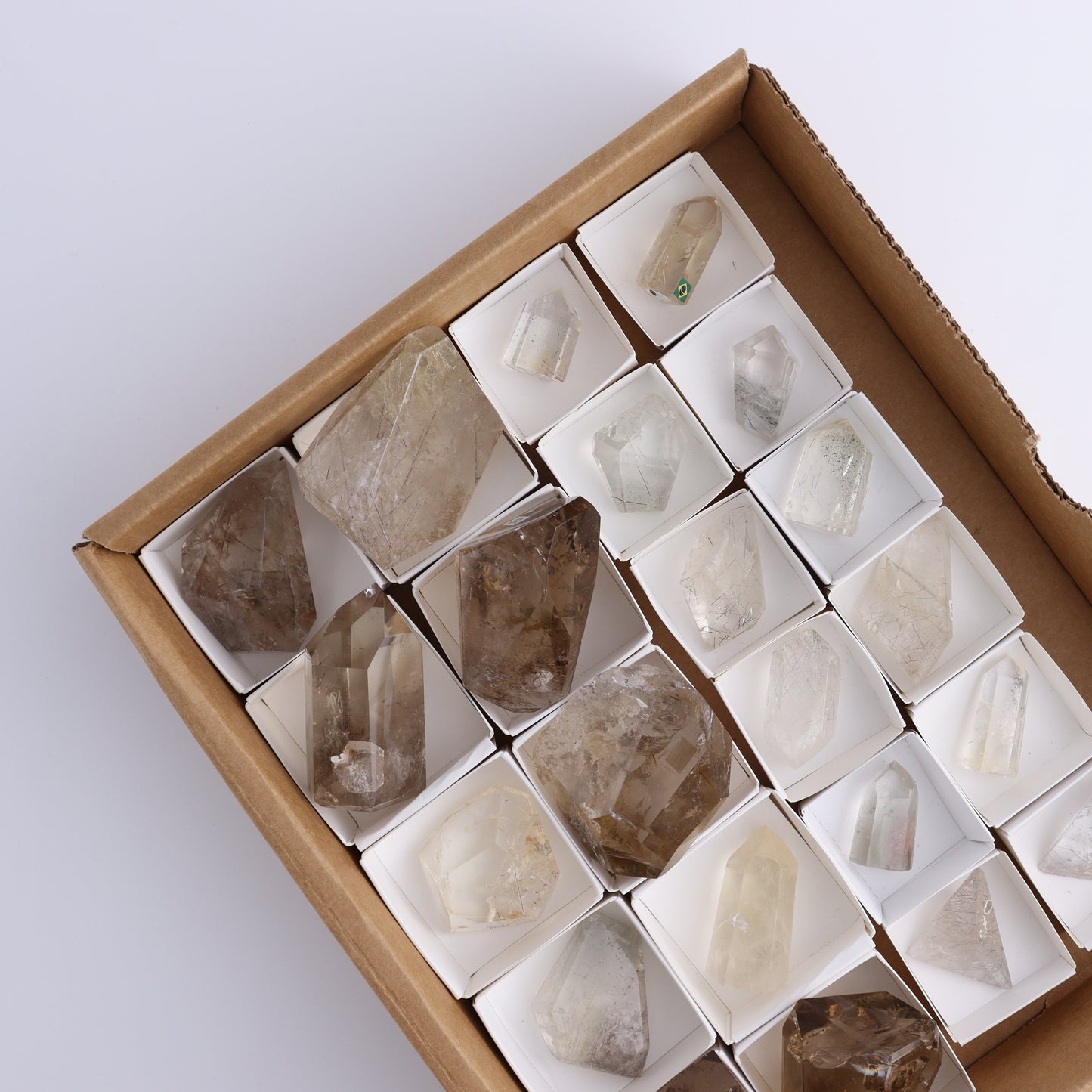 Garden Quartz Towers & Freeforms Set of 22 - Expert Wholesale and Supplier of Wholesale Crystals & Bulk Gemstones, ["Brazil","Garden Quartz","Quartz","Towers"]