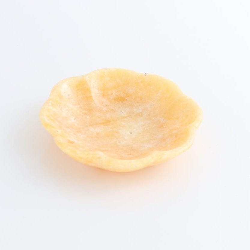 One Mexican Onyx/Calcite Orange Zebra Scalloped Dish 10 cm