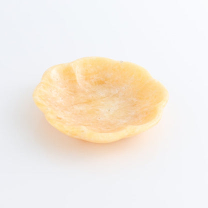 One Mexican Onyx/Calcite Orange Zebra Scalloped Dish 10 cm