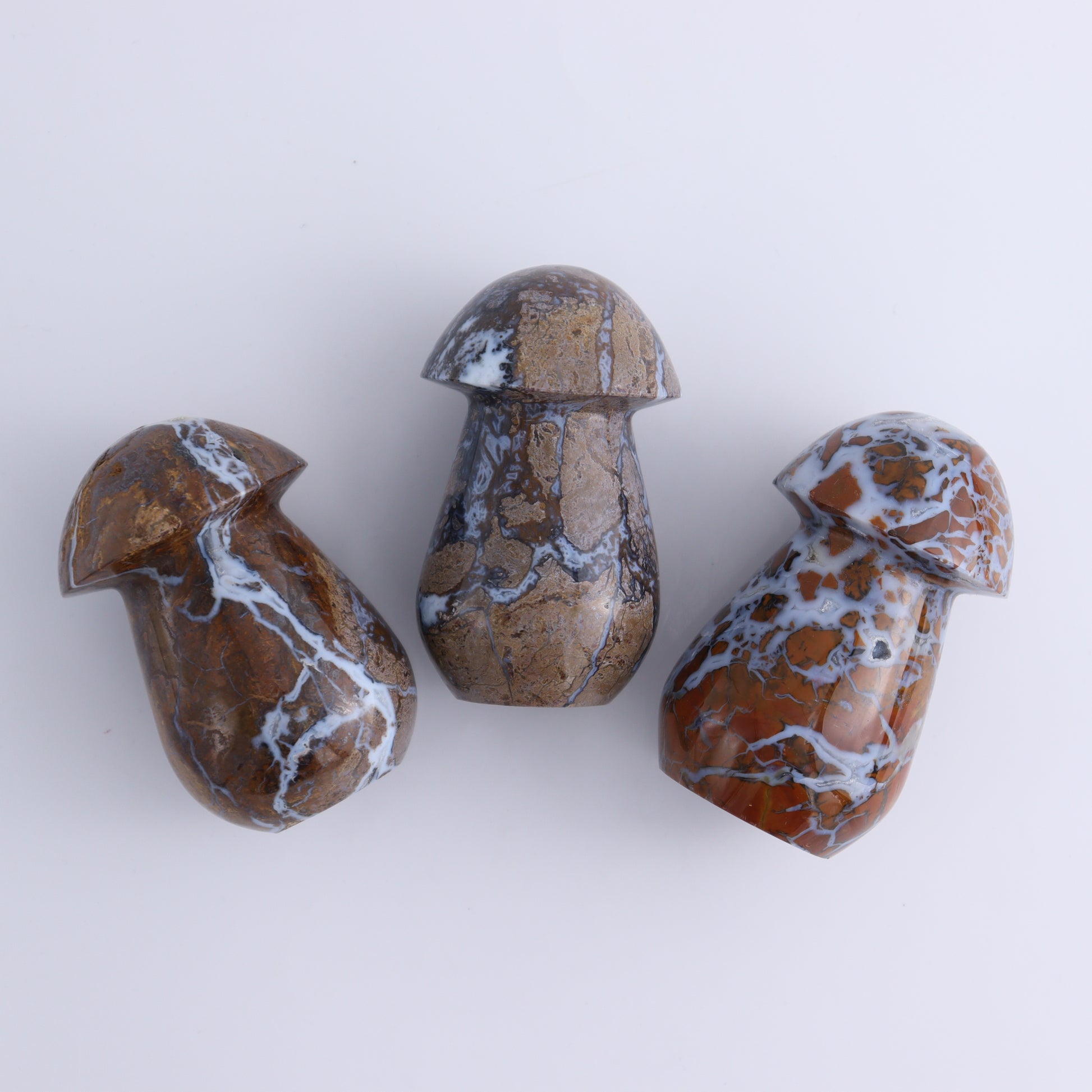 Brecciated Jasper Mushrooms Set of 12 - Expert Wholesale and Supplier of Wholesale Crystals & Bulk Gemstones, ["Brecciated Jasper","Indonesia","Mushrooms"]