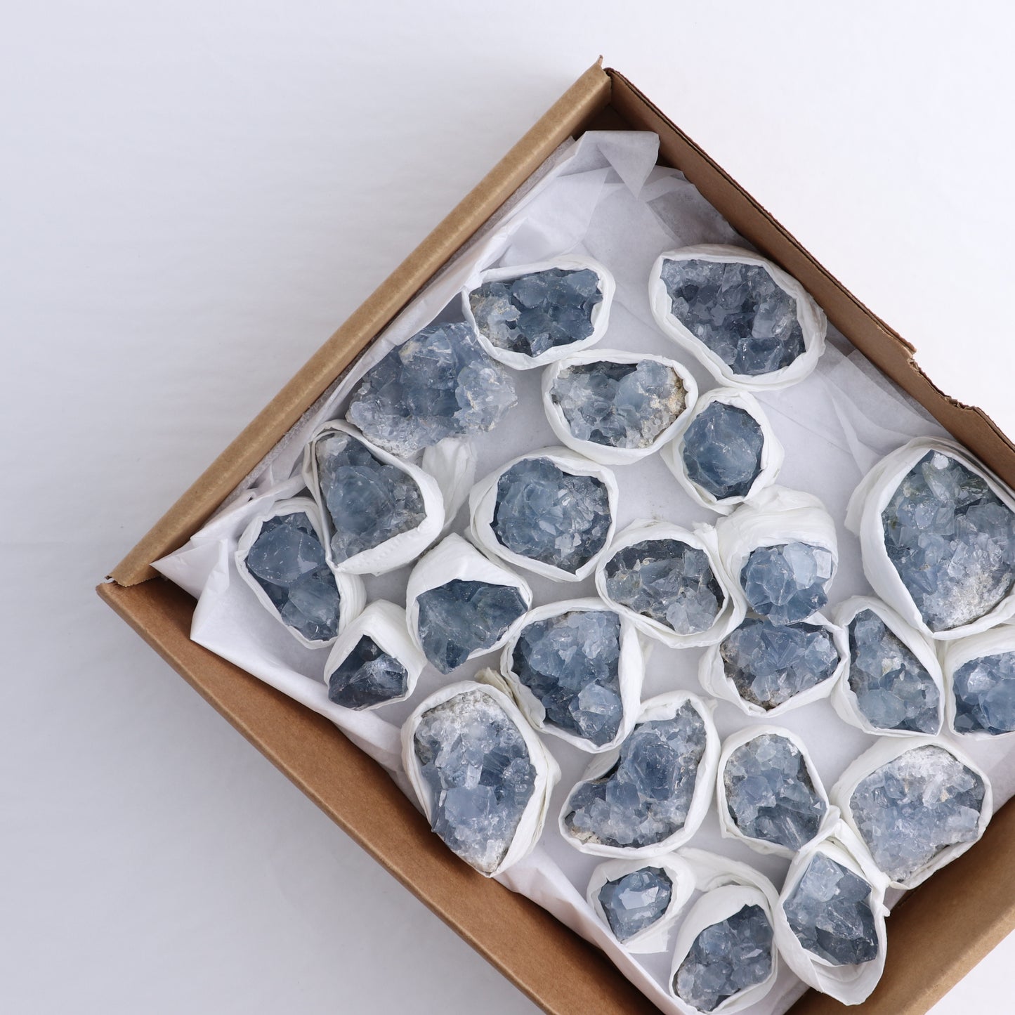 Celestite Clusters Set of 24