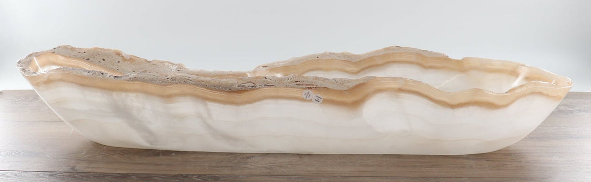Mexican Onyx/Calcite Canoe Bowl 27"