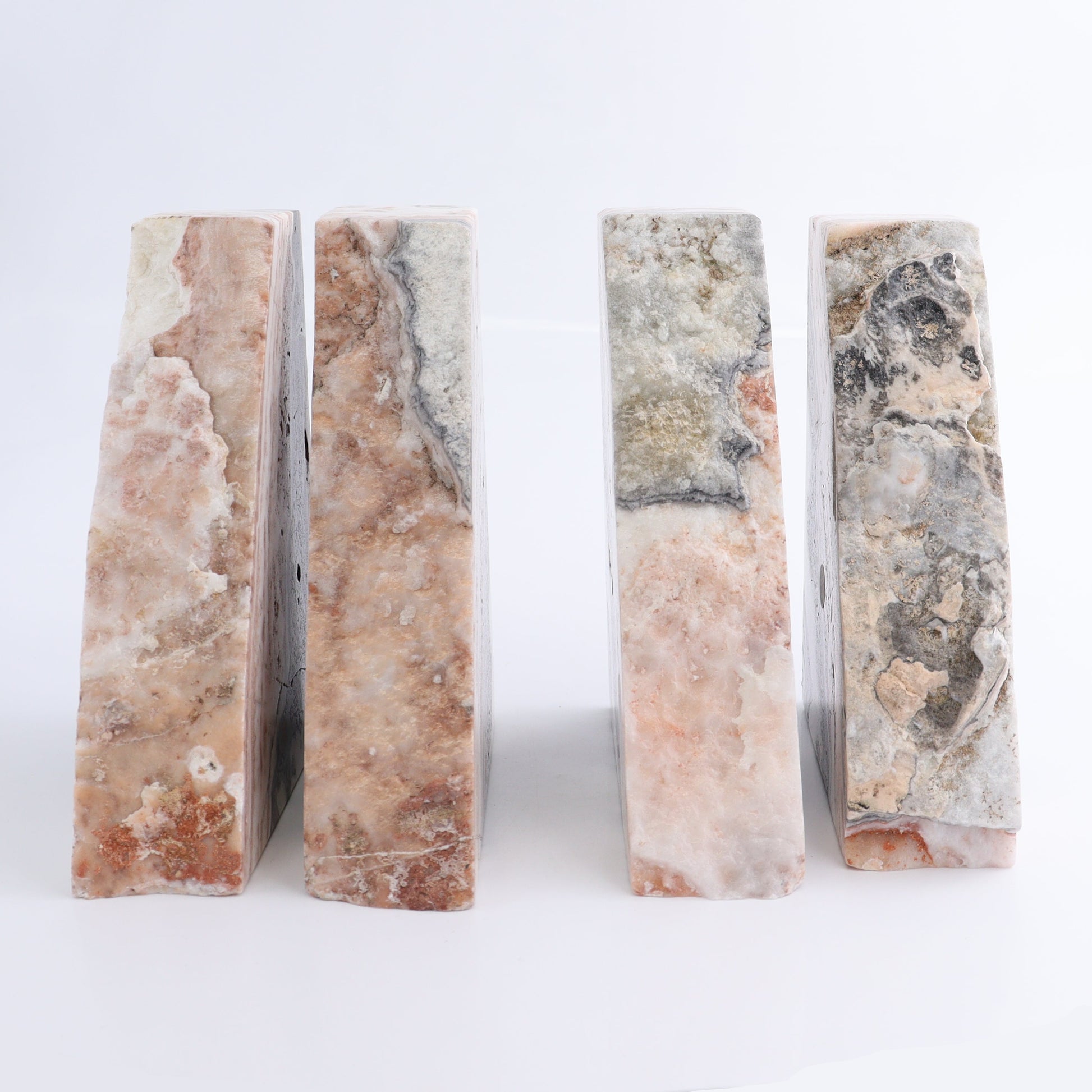 One Pair of Mexican Onyx/Calcite Pink & White Rough Bookends - Expert Wholesale and Supplier of Wholesale Crystals & Bulk Gemstones, ["Bookends","Calcite","Catalog Onyx","Mexico","onyx"]