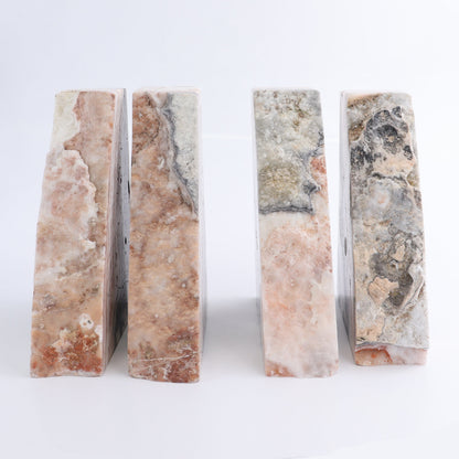 One Pair of Mexican Onyx/Calcite Pink & White Rough Bookends - Expert Wholesale and Supplier of Wholesale Crystals & Bulk Gemstones, ["Bookends","Calcite","Catalog Onyx","Mexico","onyx"]