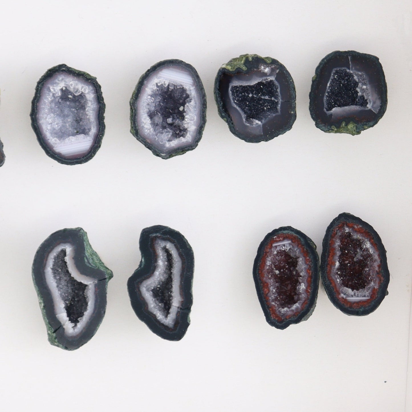 Tabasco Geodes 9 Pairs - Expert Wholesale and Supplier of Wholesale Crystals & Bulk Gemstones, ["Geodes","Tabasco Geode"]