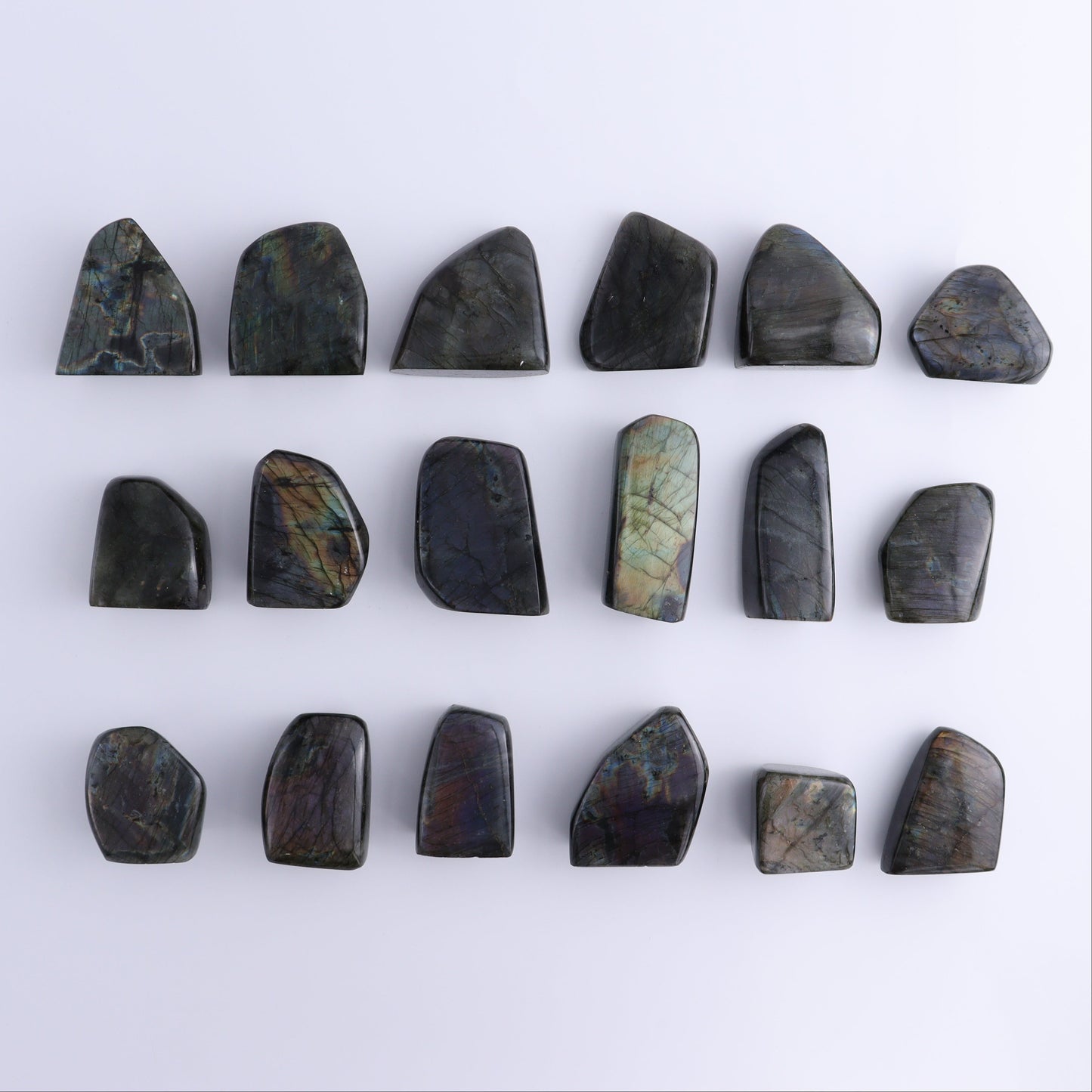 Labradorite Freeform Set of 18 - Expert Wholesale and Supplier of Wholesale Crystals & Bulk Gemstones, ["Freeforms","Labradorite","Madagascar"]
