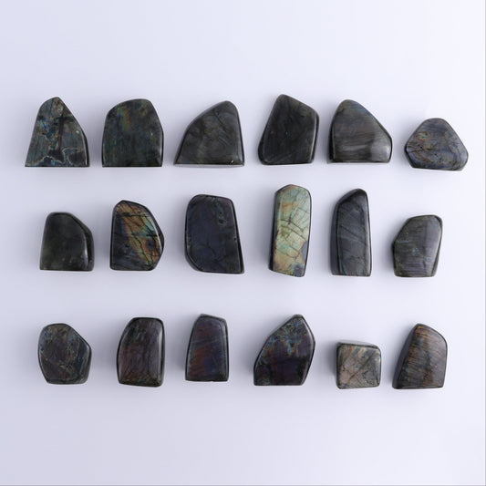 Labradorite Freeform Set of 18 - Expert Wholesale and Supplier of Wholesale Crystals & Bulk Gemstones, ["Freeforms","Labradorite","Madagascar"]