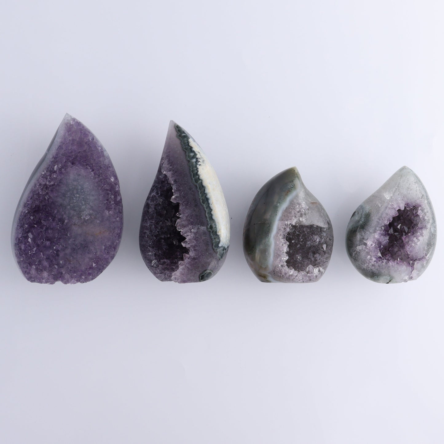 Uruguay Amethyst Flames Set of 4 - Expert Wholesale and Supplier of Wholesale Crystals & Bulk Gemstones, ["Amethyst","flames","Uruguay"]