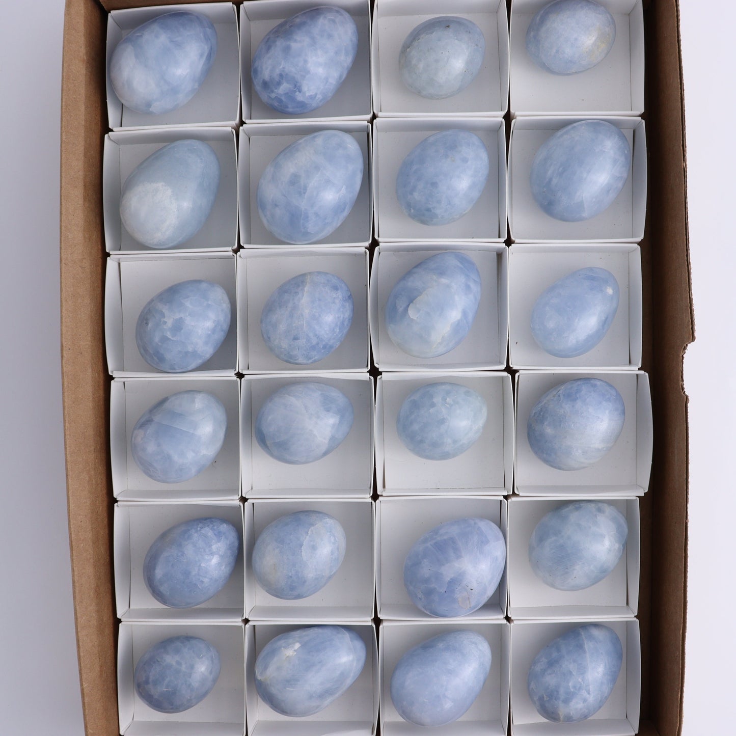 Blue Calcite Eggs Set of 35 - Expert Wholesale and Supplier of Wholesale Crystals & Bulk Gemstones, ["Blue Calcite","Calcite","close_30","Eggs"]