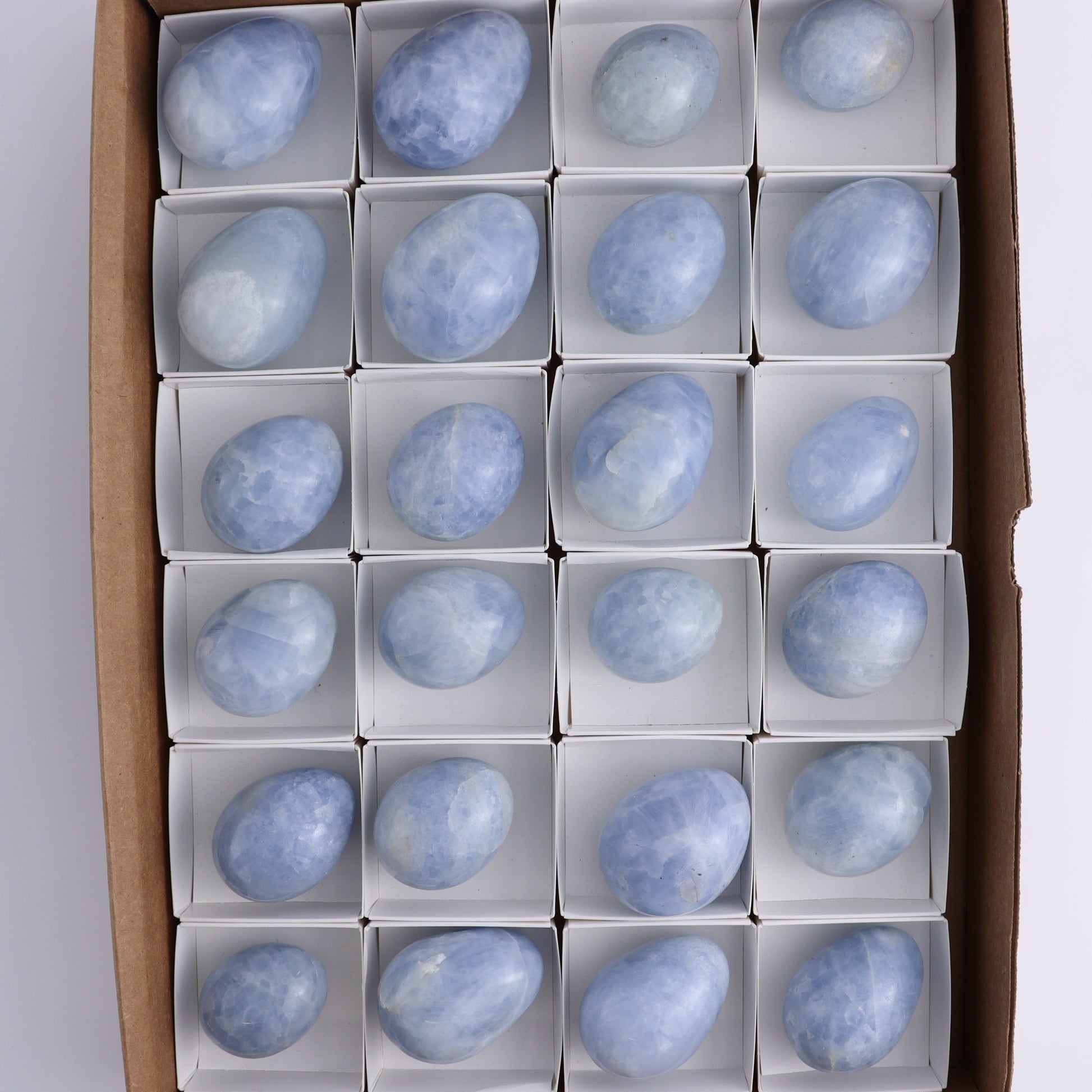 Blue Calcite Eggs Set of 35 - Expert Wholesale and Supplier of Wholesale Crystals & Bulk Gemstones, ["Blue Calcite","Calcite","close_30","Eggs"]