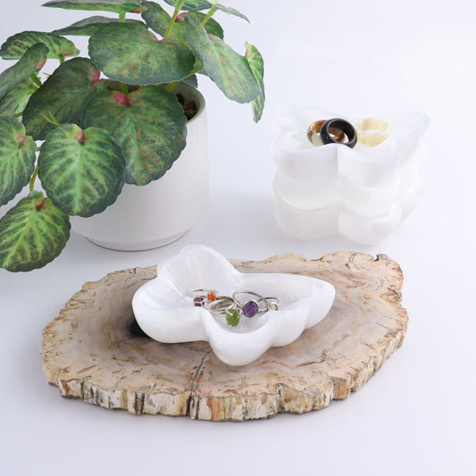 One Selenite (Satin Spar) Butterfly Bowl - Expert Wholesale and Supplier of Wholesale Crystals & Bulk Gemstones, ["Bowls","Butterfly","Morocco","Selenite"]