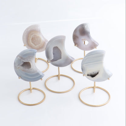 Agate Moons with Stand Set of 5