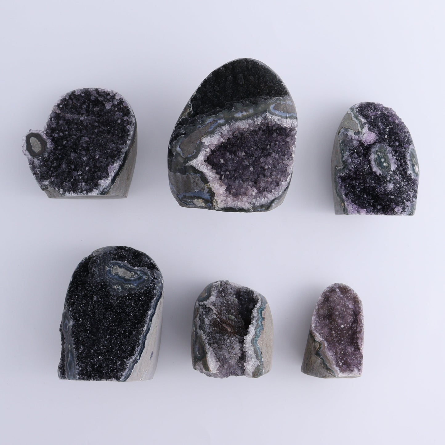 Uruguay Amethyst Cut Base Set of 6 - Expert Wholesale and Supplier of Wholesale Crystals & Bulk Gemstones, ["Amethyst","Cut Base","Uruguay"]