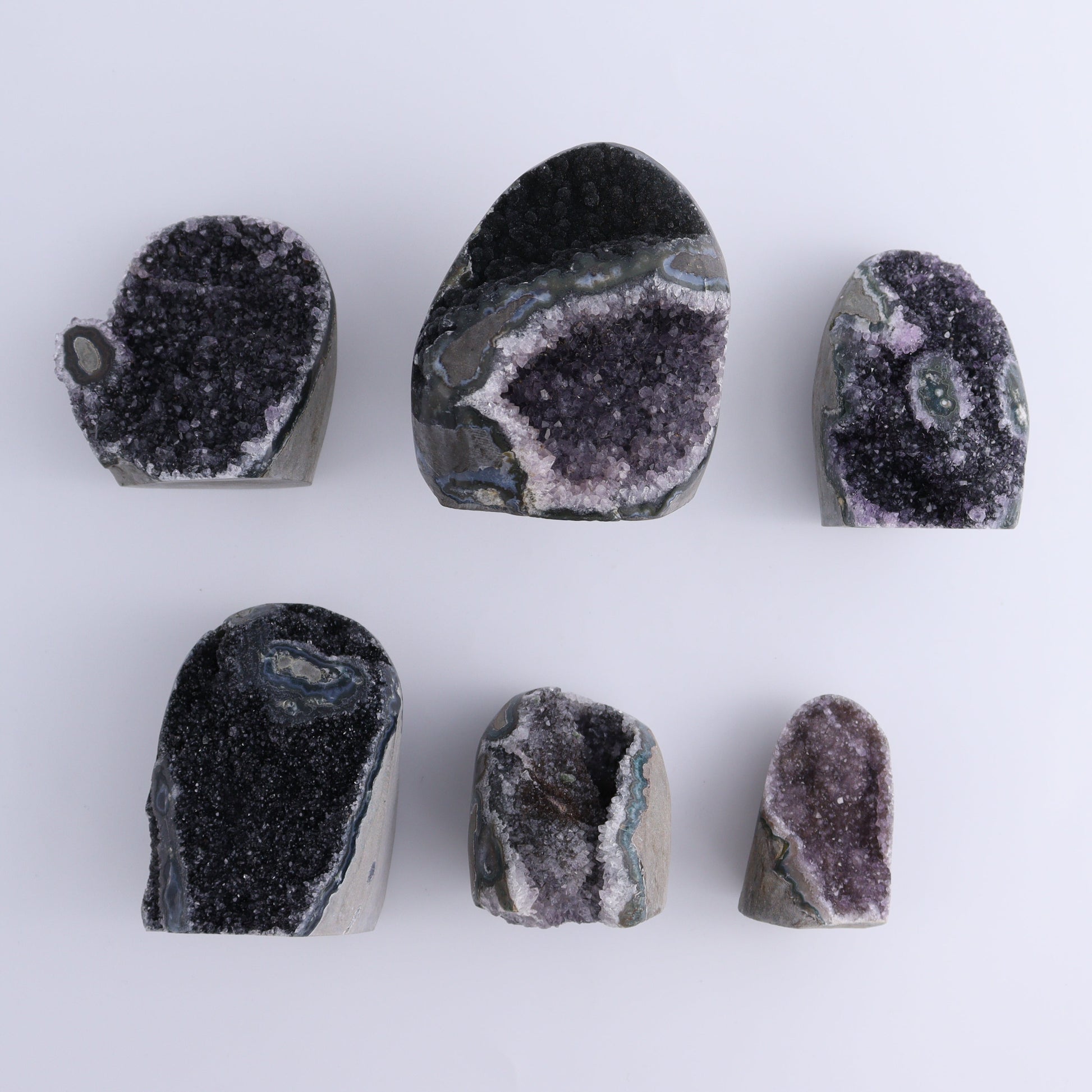 Uruguay Amethyst Cut Base Set of 6 - Expert Wholesale and Supplier of Wholesale Crystals & Bulk Gemstones, ["Amethyst","Cut Base","Uruguay"]
