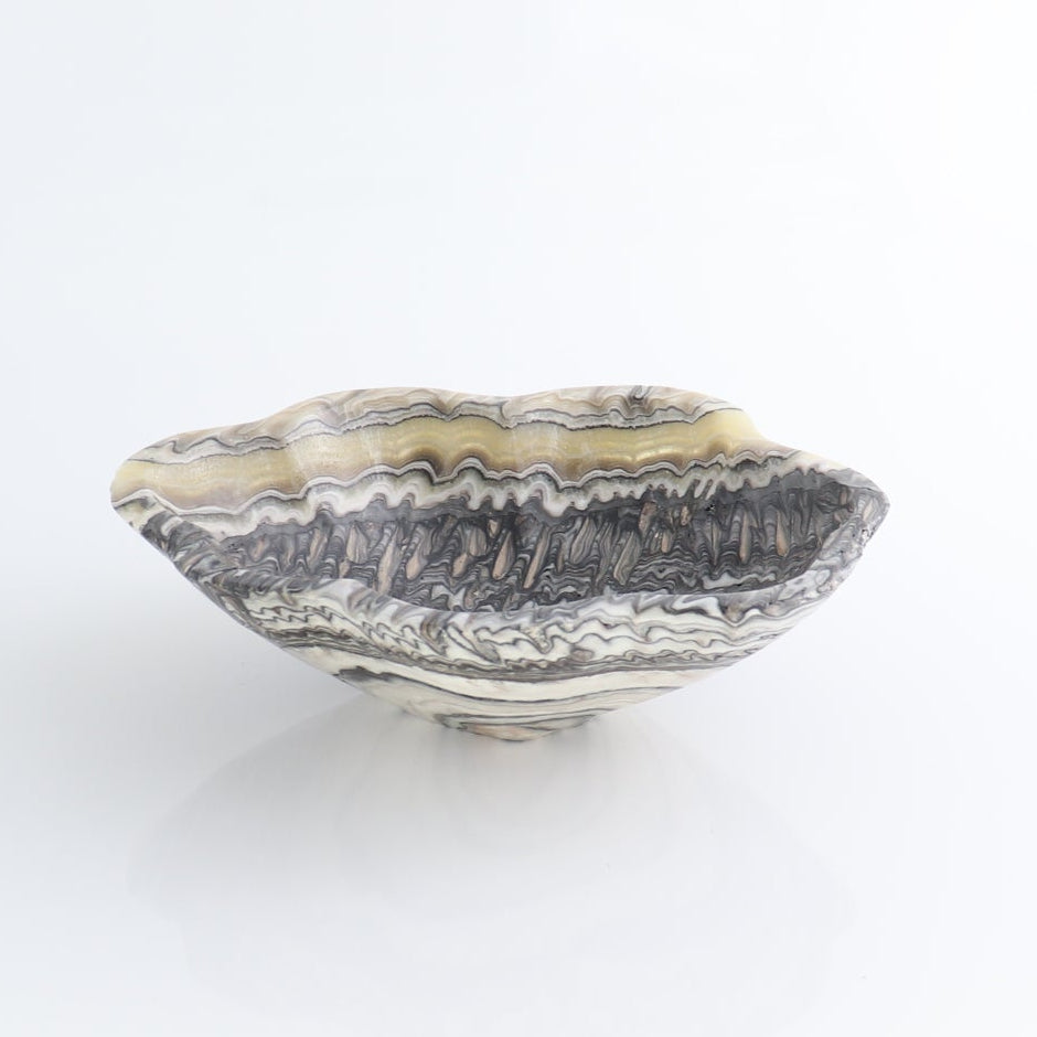 One Small Bowl Mexican Onyx/Calcite Black & Yellow Zebra